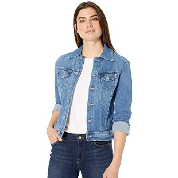 AG Adriano Goldschmied Robyn Fitted Stretch Denim Jacket Button Down Blue Small - Picture 1 of 11